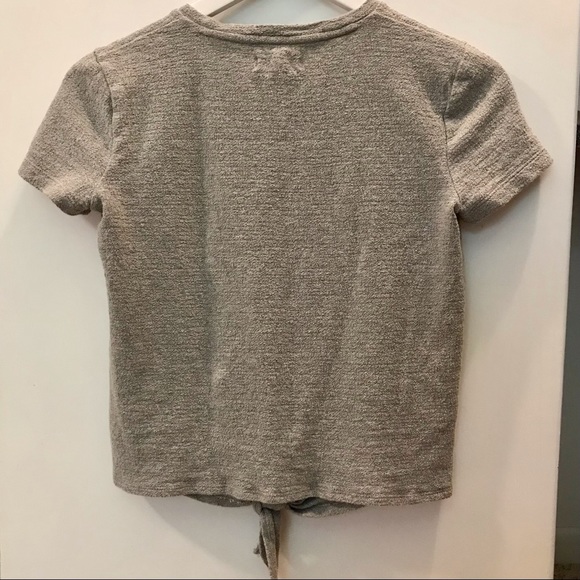 Madewell Gray Modern Tie Front Tee Back to School - Picture 3 of 6